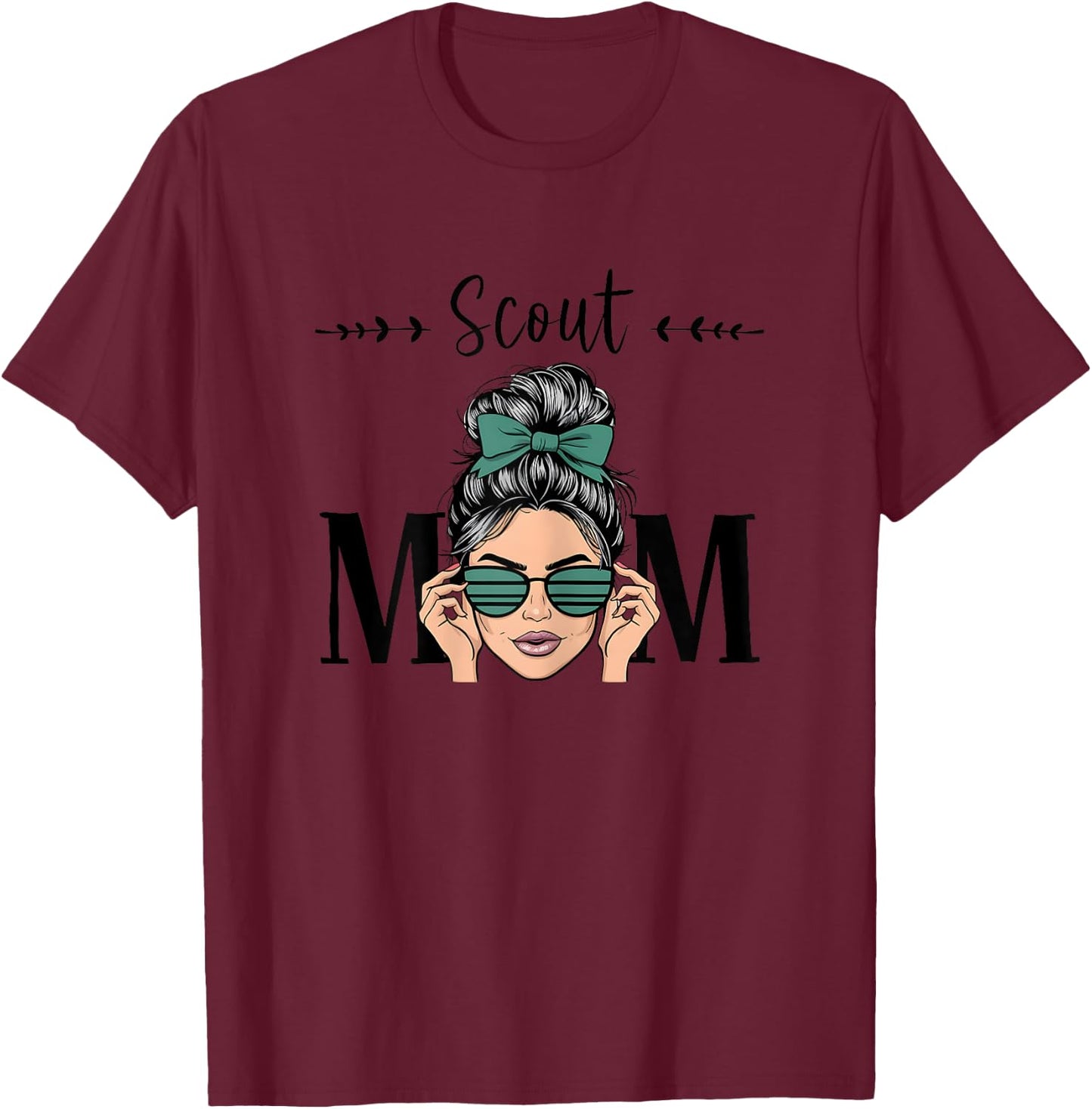Scout Mom Life Messy Bun Hair Scouting T-Shirt - T-Shirt | Maroon