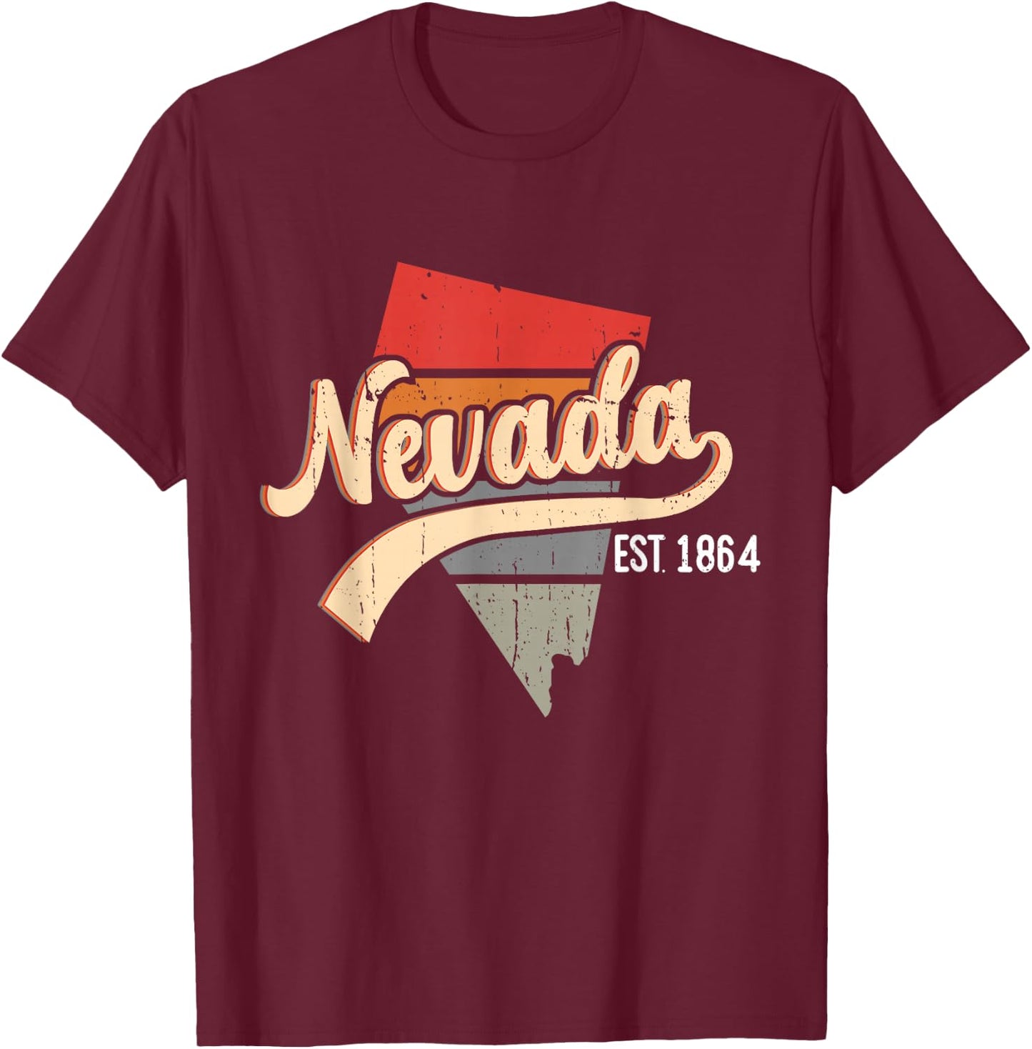 Nevada Home State NV Sunburst Vintage Retro Design T-Shirt - T-Shirt | Maroon