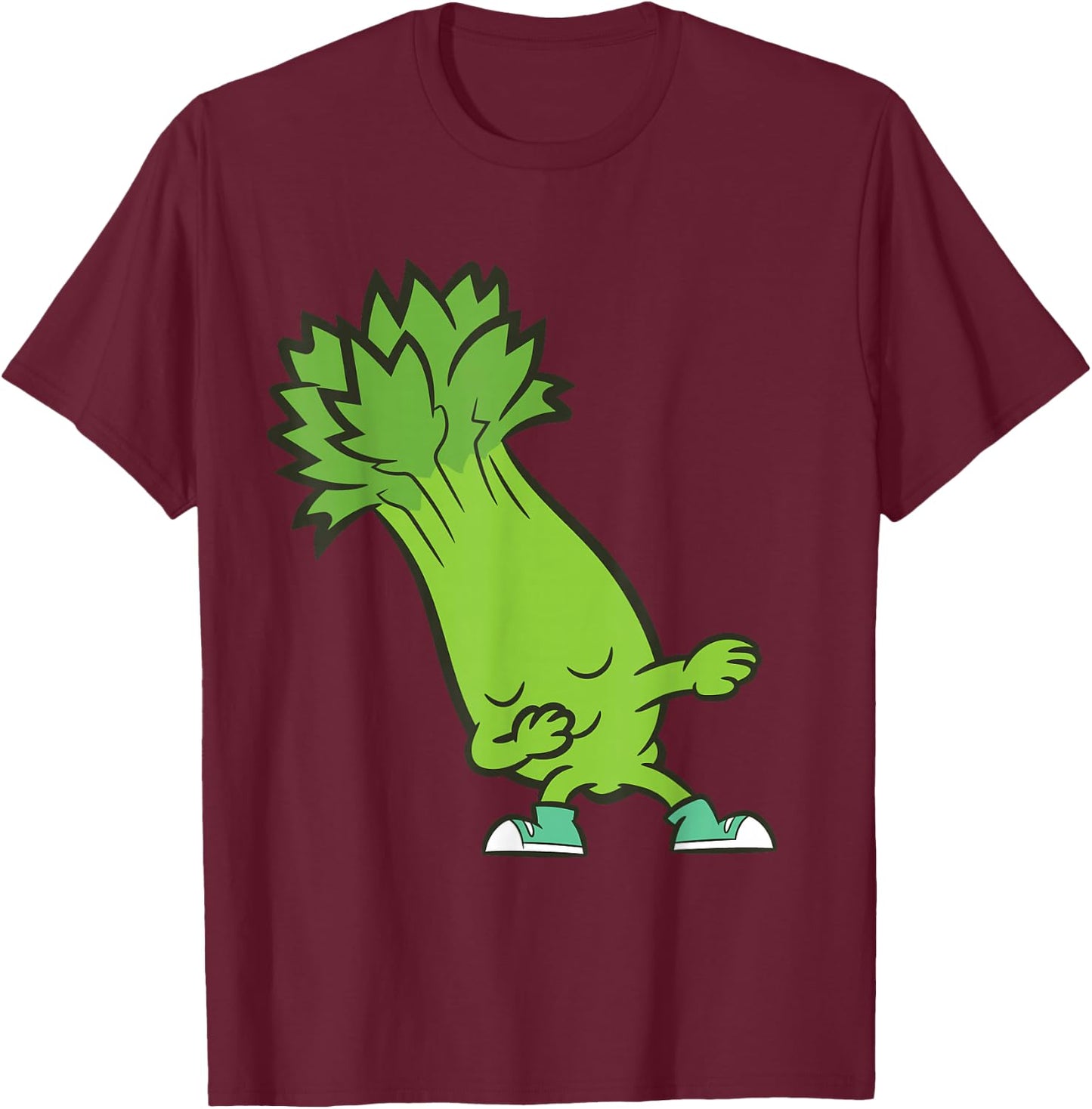 Dabbing Celery Kawaii Celery T-Shirt - T-Shirt | Maroon