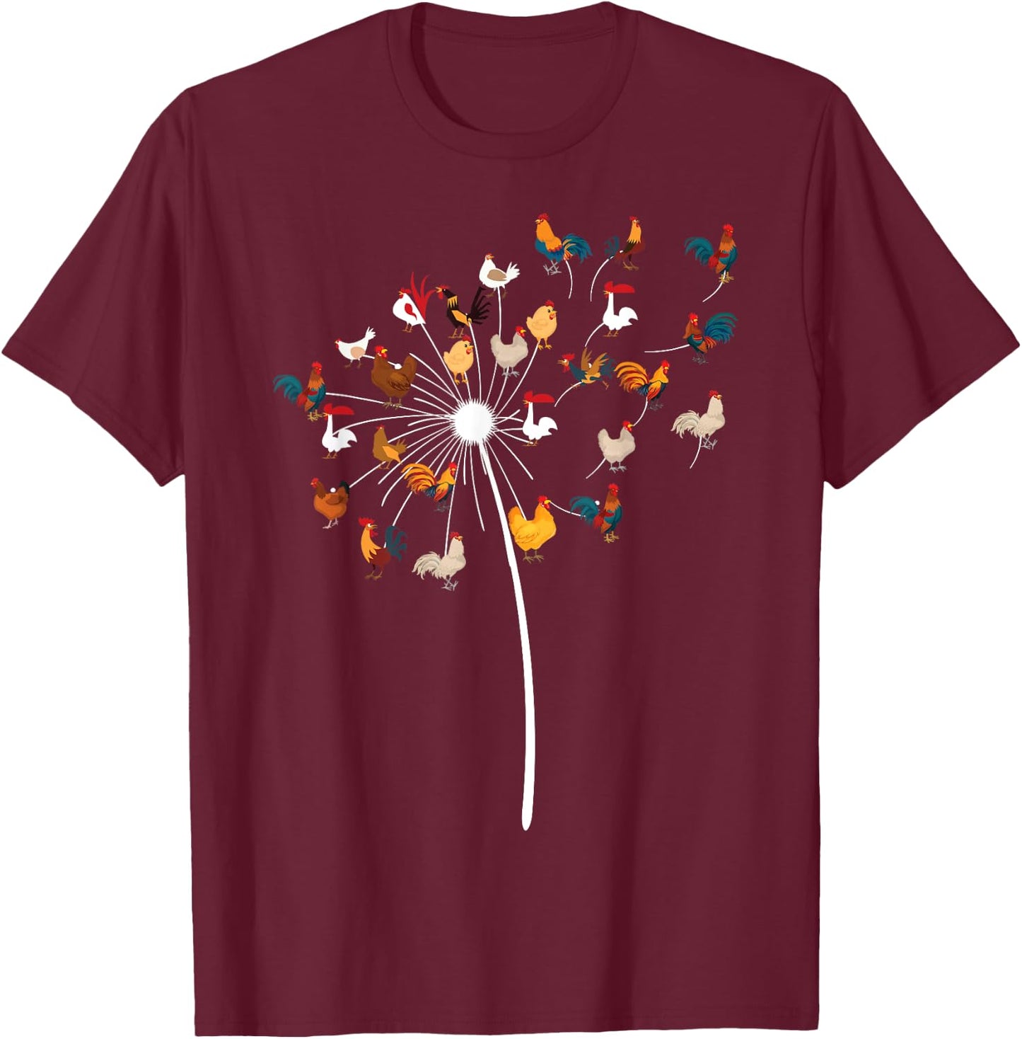 Funny Dandelion Chicken Novelty Gift Fowl Lover Men Women T-Shirt - T-Shirt | Maroon