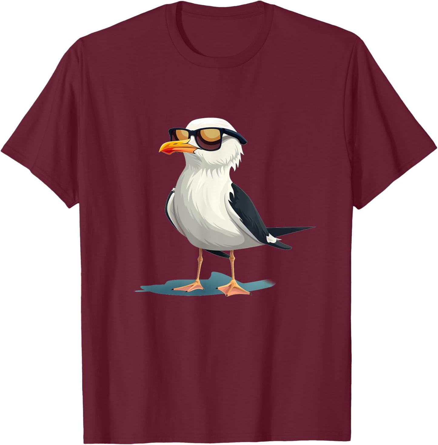 Seagull with Sunglasses Costume for Summer and Seabirds Men Women Kids T-Shirt - T-Shirt | Maroon