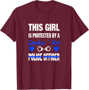 Smokin Hot Police Officer Funny Police Wife Girlfriend Gift T-Shirt - T-Shirt | Maroon