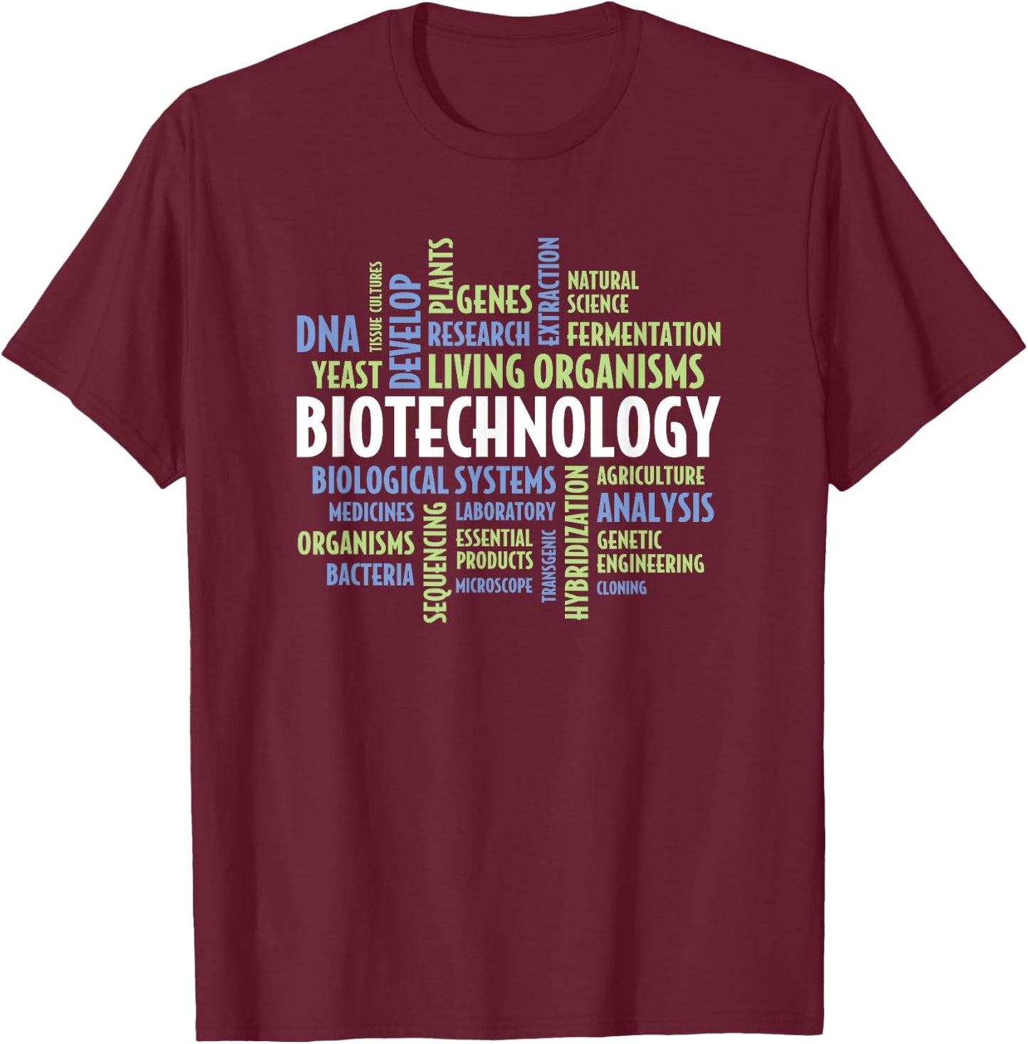 Biotechnology Word Cloud - Biotechnologist Biotech T-Shirt - T-Shirt | Maroon