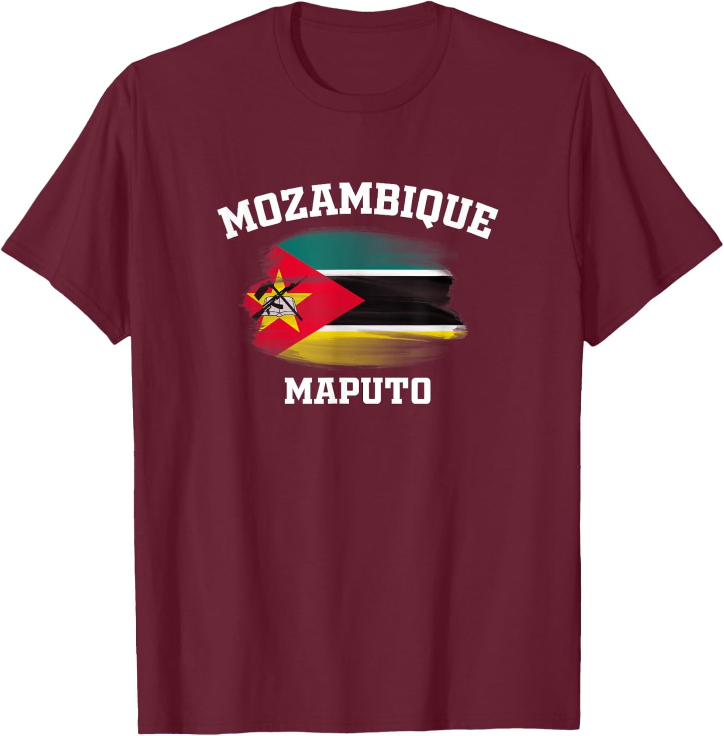 Mozambique Flag Maputo Vacation Souvenirs Africa Gifts T-Shirt - T-Shirt | Maroon