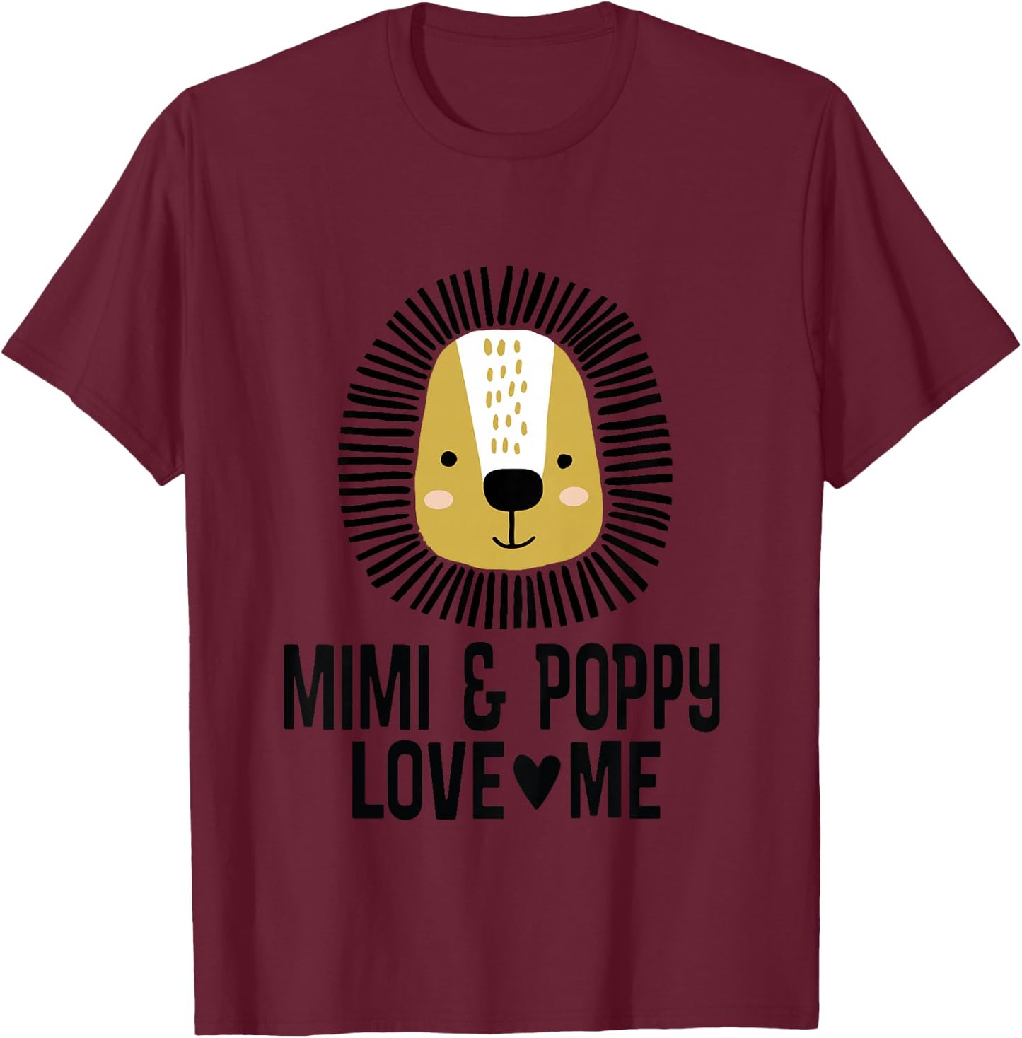 Mimi And Poppy Love Me Grandkids Lion T-Shirt - T-Shirt | Maroon