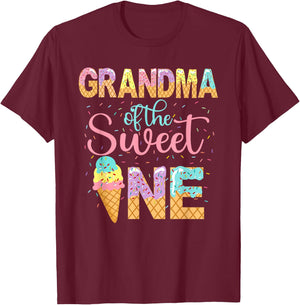 Grandma Of The Sweet One Shirt 1st Birthday Ice Cream Lovers Men Women T-Shirt - T-Shirt | Maroon