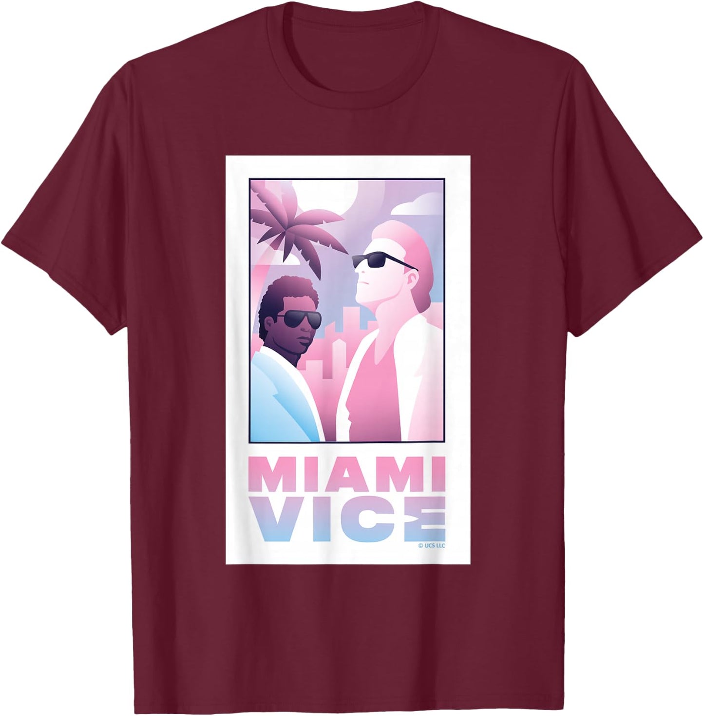 Miami Vice Retro Vibes 80s Pastel Style T-Shirt - T-Shirt | Maroon