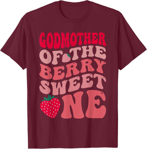 Godmother Of The Berry Sweet One Strawberry First Birthday T-Shirt - T-Shirt | Maroon