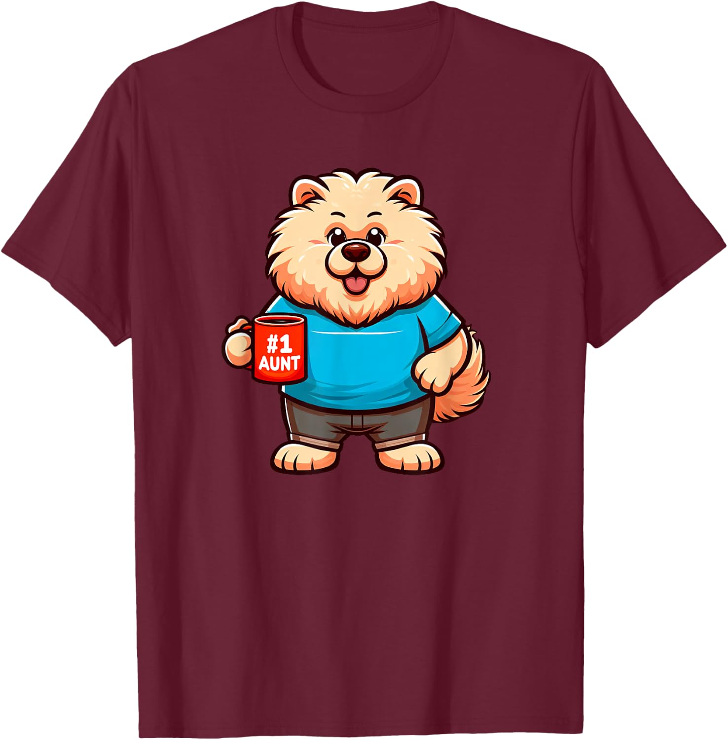 Chow Chow Aunt Dog Funny Family T-Shirt - T-Shirt | Maroon