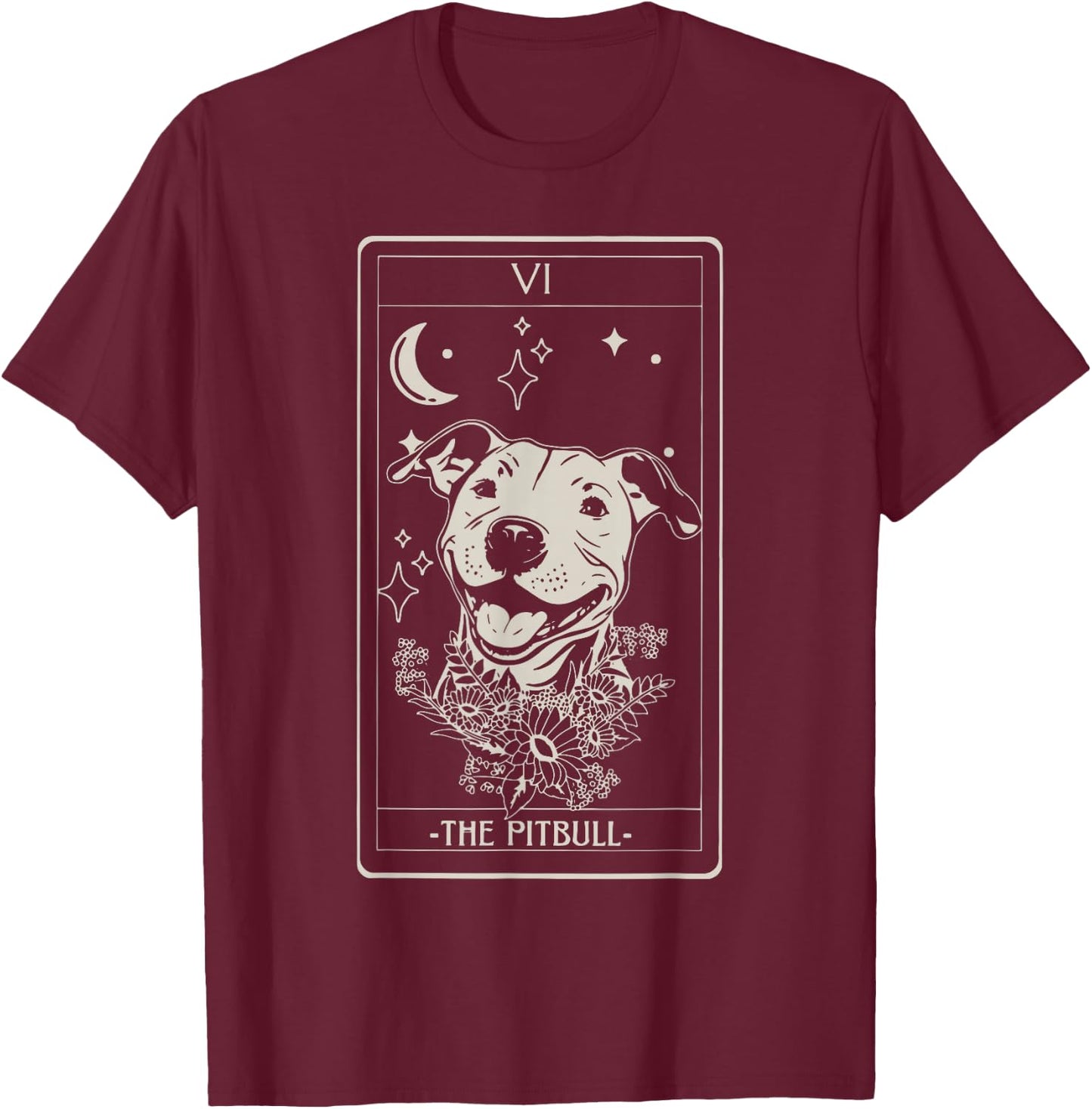 Pitbull Tarot Card Pitbull Lover Pittie Dog Mom Women Men T-Shirt - T-Shirt | Maroon