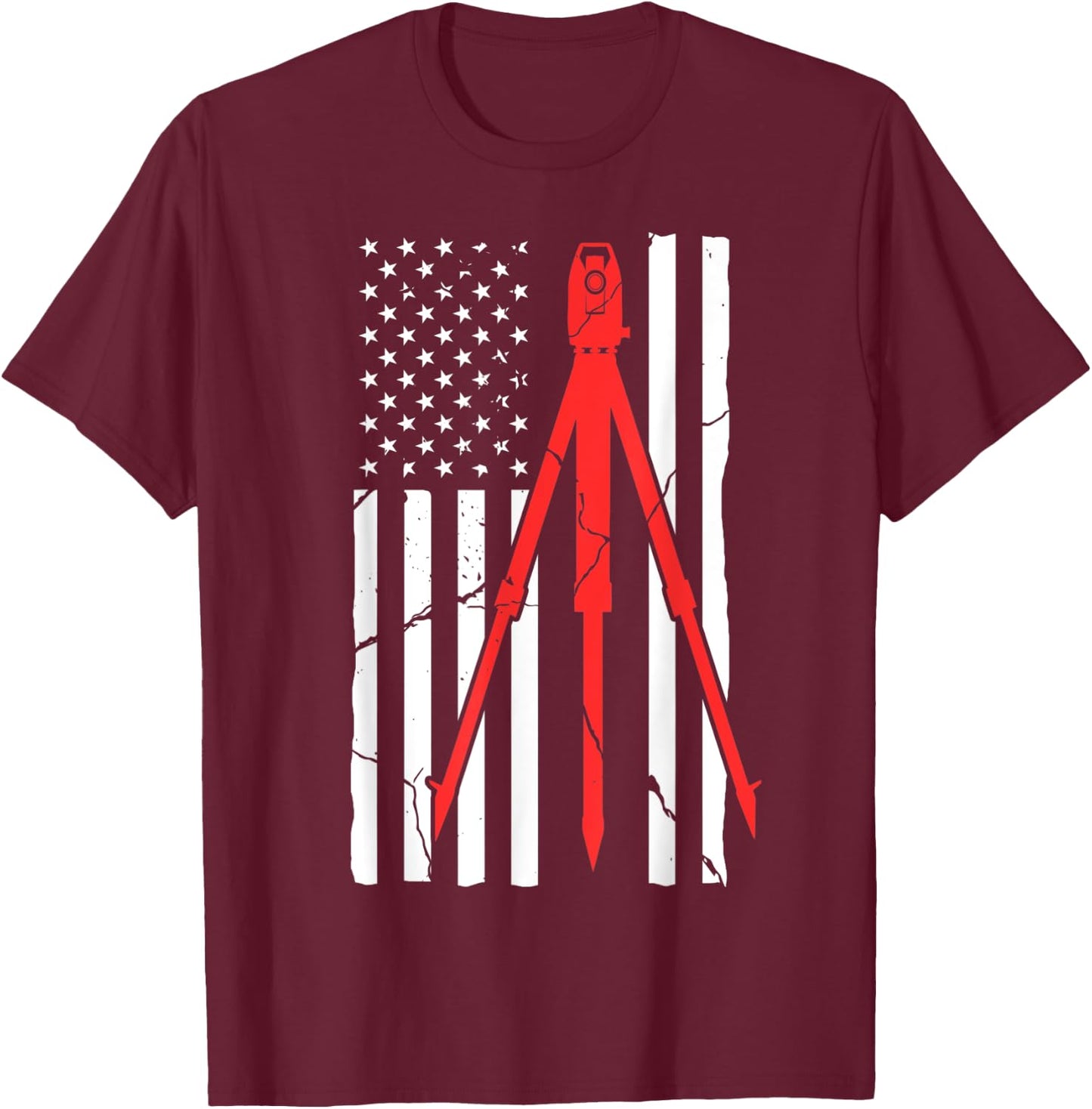 Land Surveying Flag Equipment Funny Surveyor Gifts T-Shirt - T-Shirt | Maroon