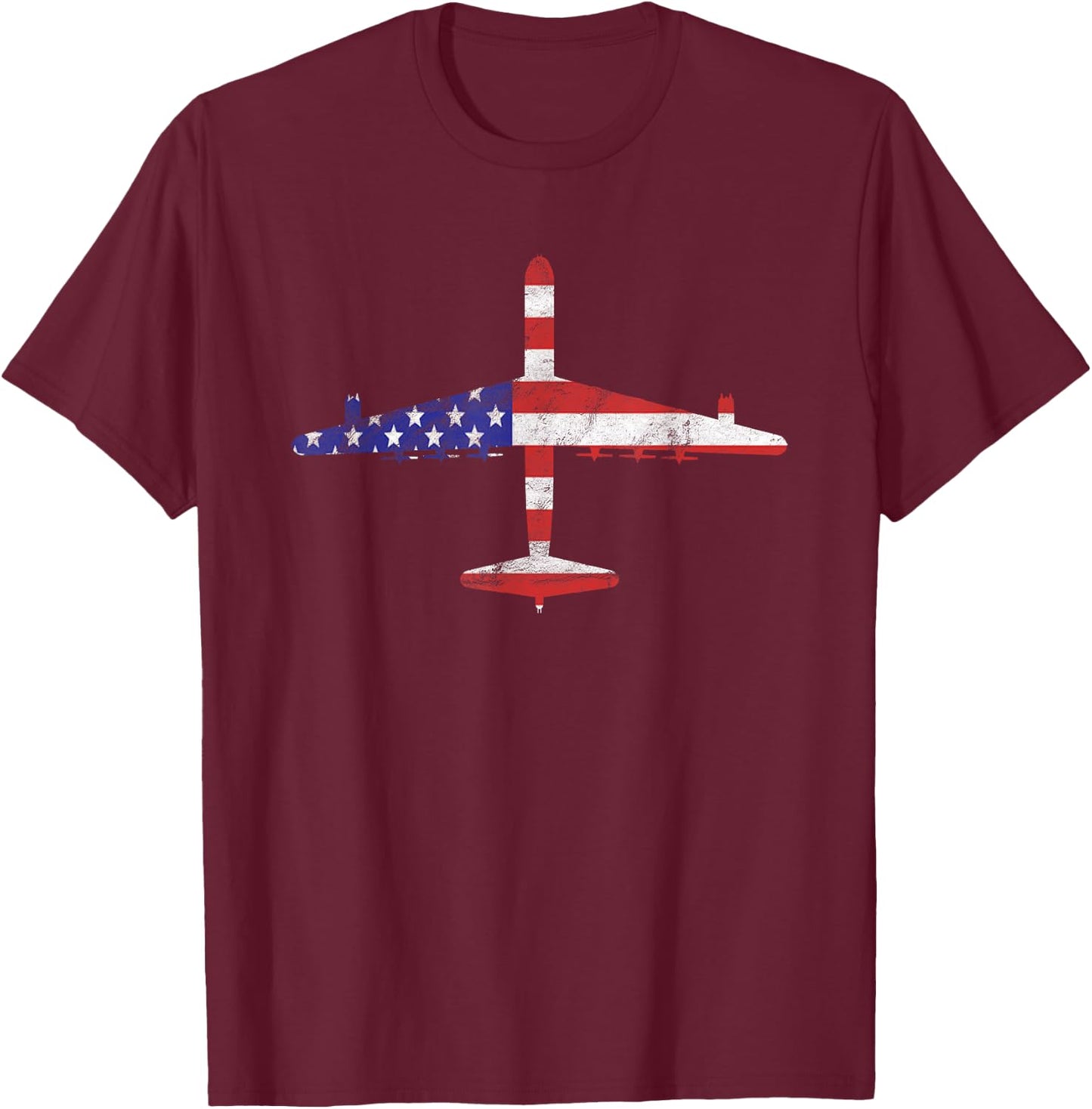 B-36 Peacemaker Cold War Bomber Airplane American Flag Men T-Shirt - T-Shirt | Maroon