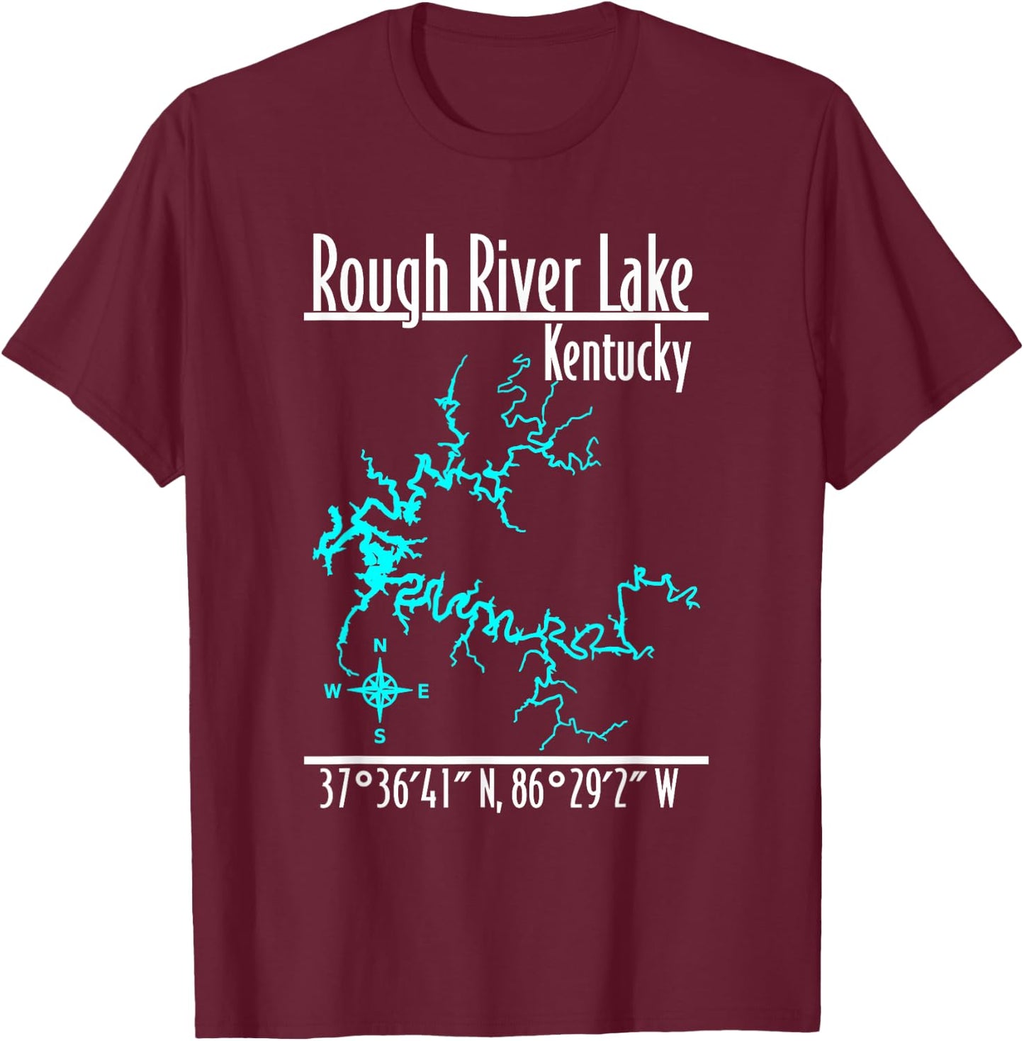 Modern Rough River Lake, Kentucky T-Shirt - T-Shirt | Maroon