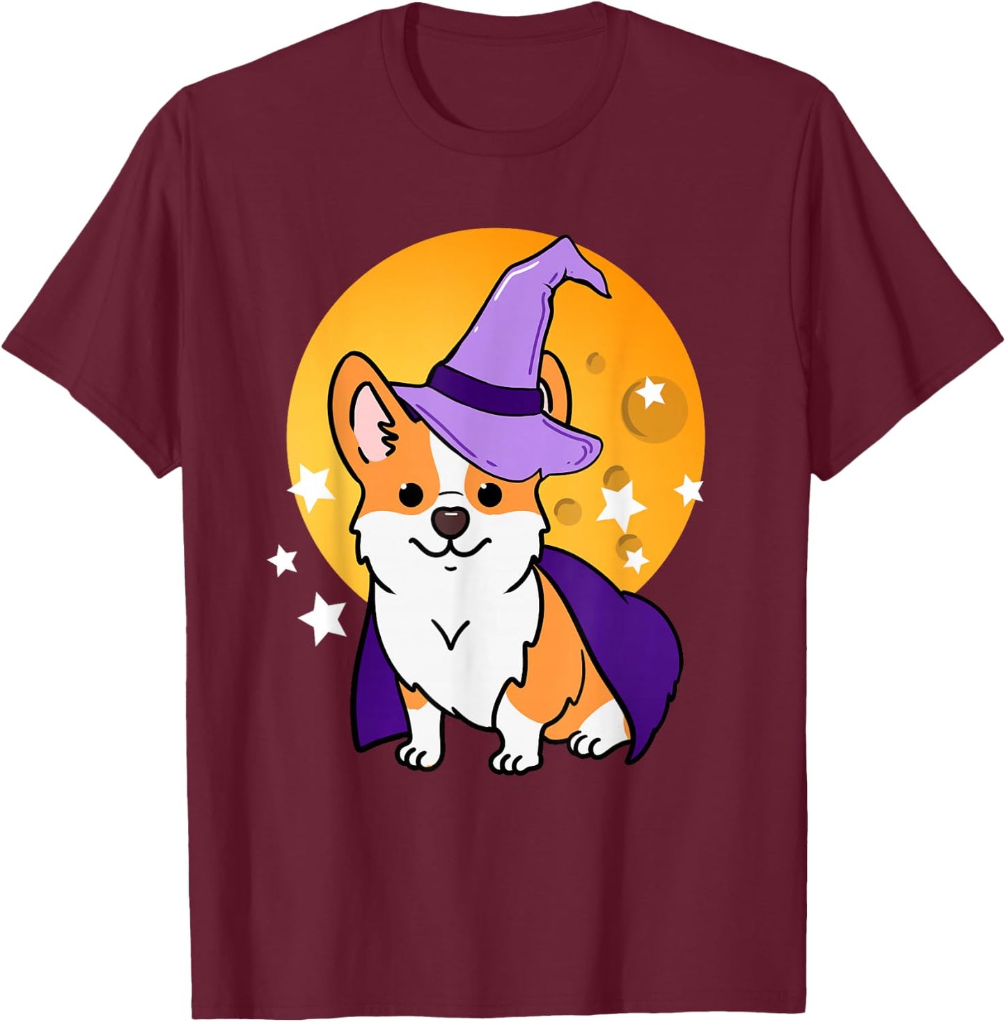 Corgi Witch Halloween Corgi T-Shirt - T-Shirt | Maroon