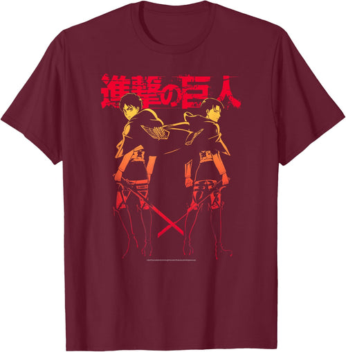 Attack on Titan Levi & Eren Gradient with Japanese Anime