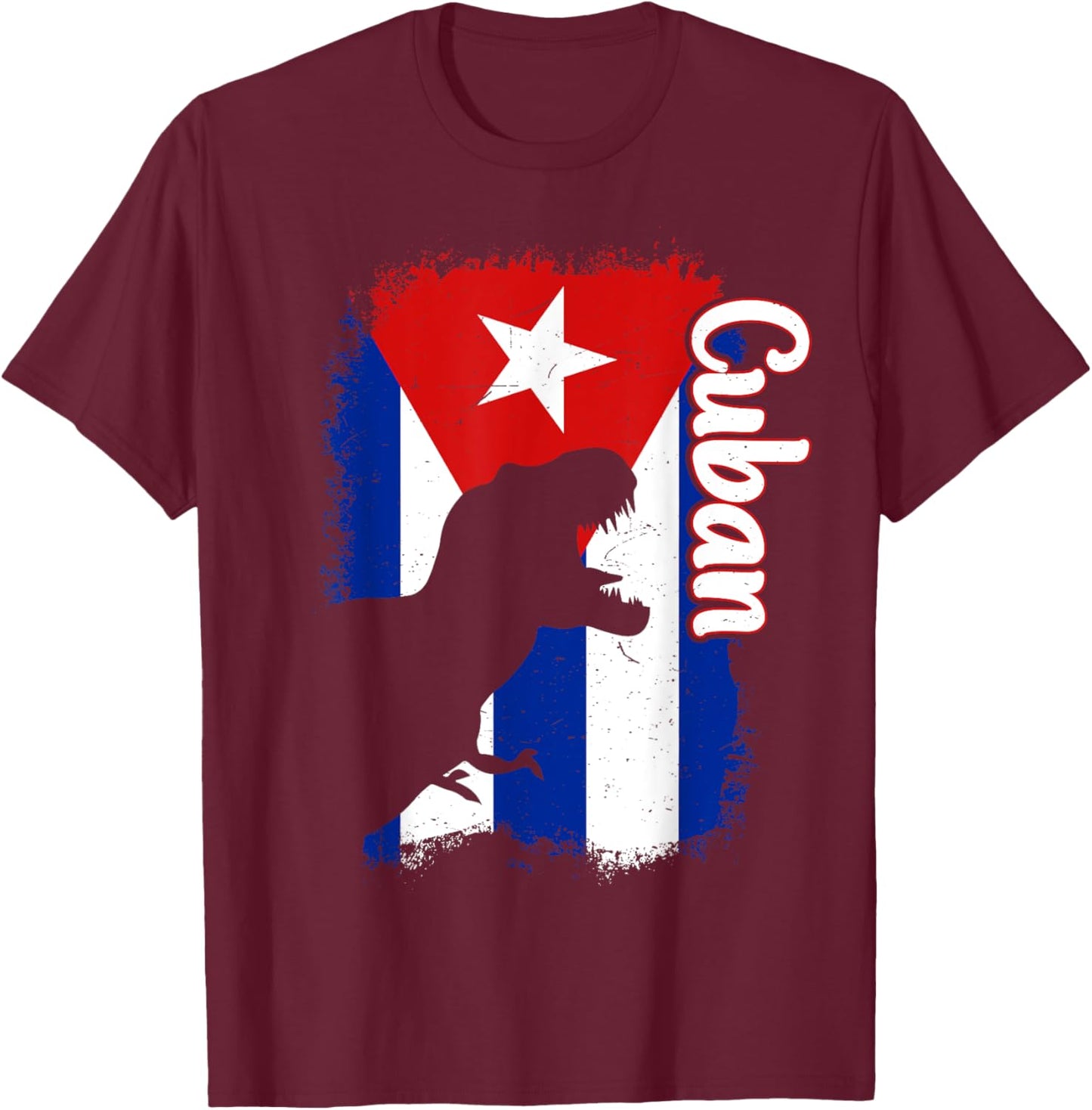 Boys Cubanita Cuba Flag Cuban Dino Kids Hispanic Heritage T-Shirt - T-Shirt | Maroon