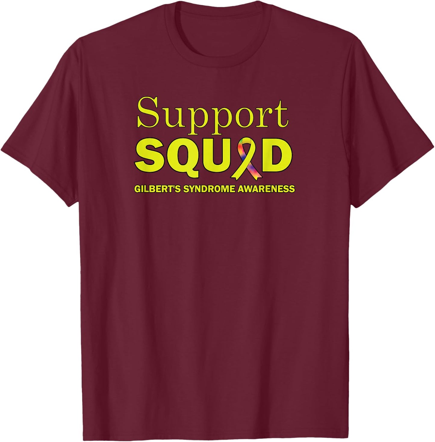 Gilbert's Syndrome Awareness Support Squad Awareness Ribbon T-Shirt - T-Shirt | Maroon
