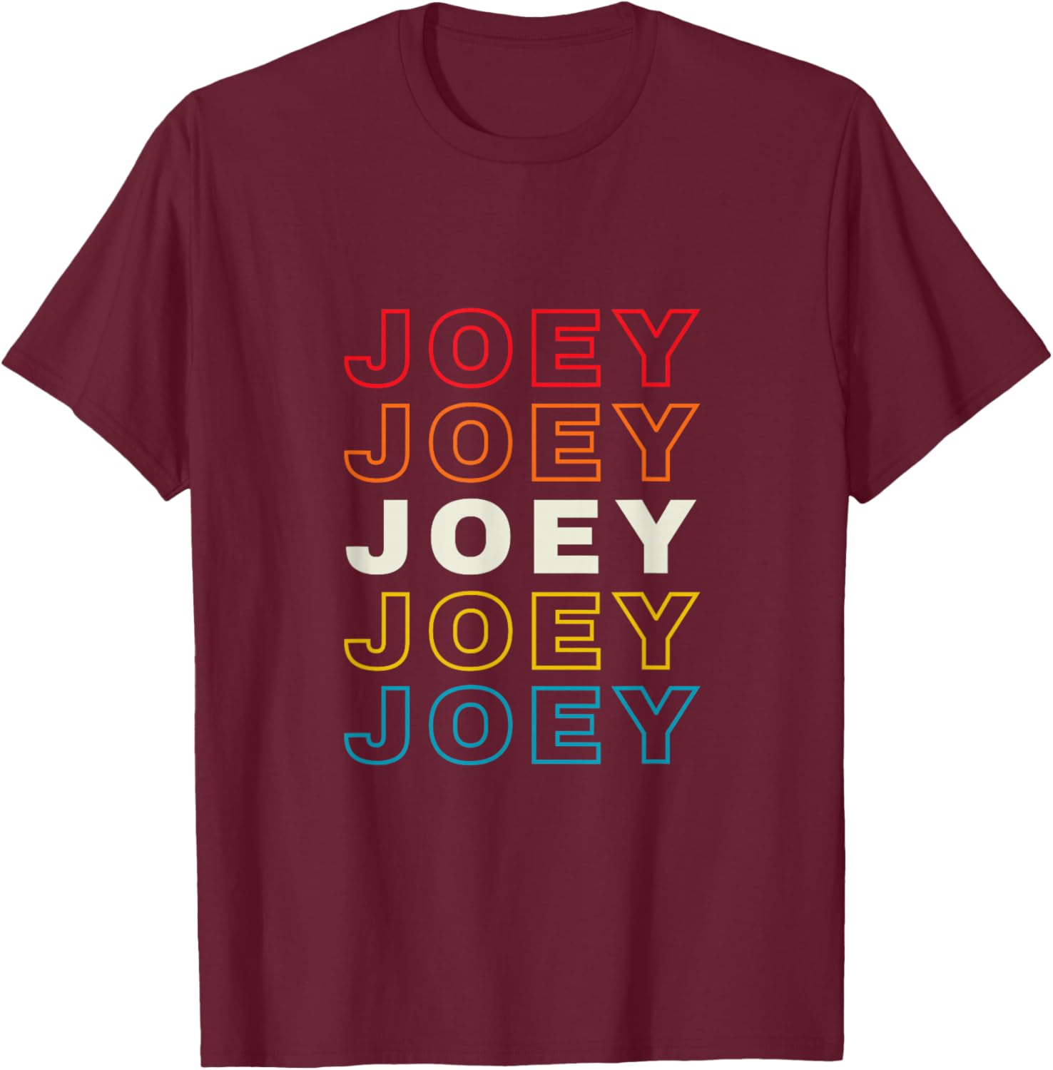 I Love Joey Personalized Retro Sunset First Name T-Shirt - T-Shirt | Maroon