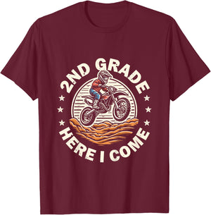 Back To School 2nd Grade Here I Come Motocross Dirt Bike T-Shirt - T-Shirt | Maroon