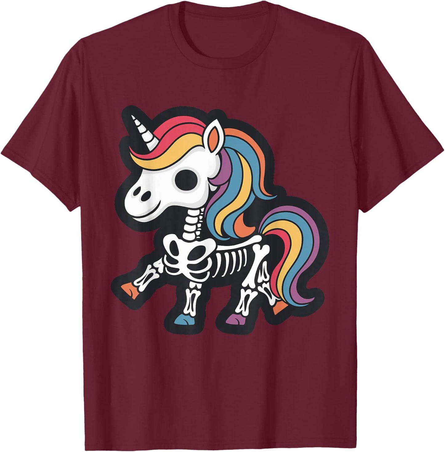 Funny Skeleton Unicorn Lovers Spooky Halloween Costume Girls T-Shirt - T-Shirt | Maroon