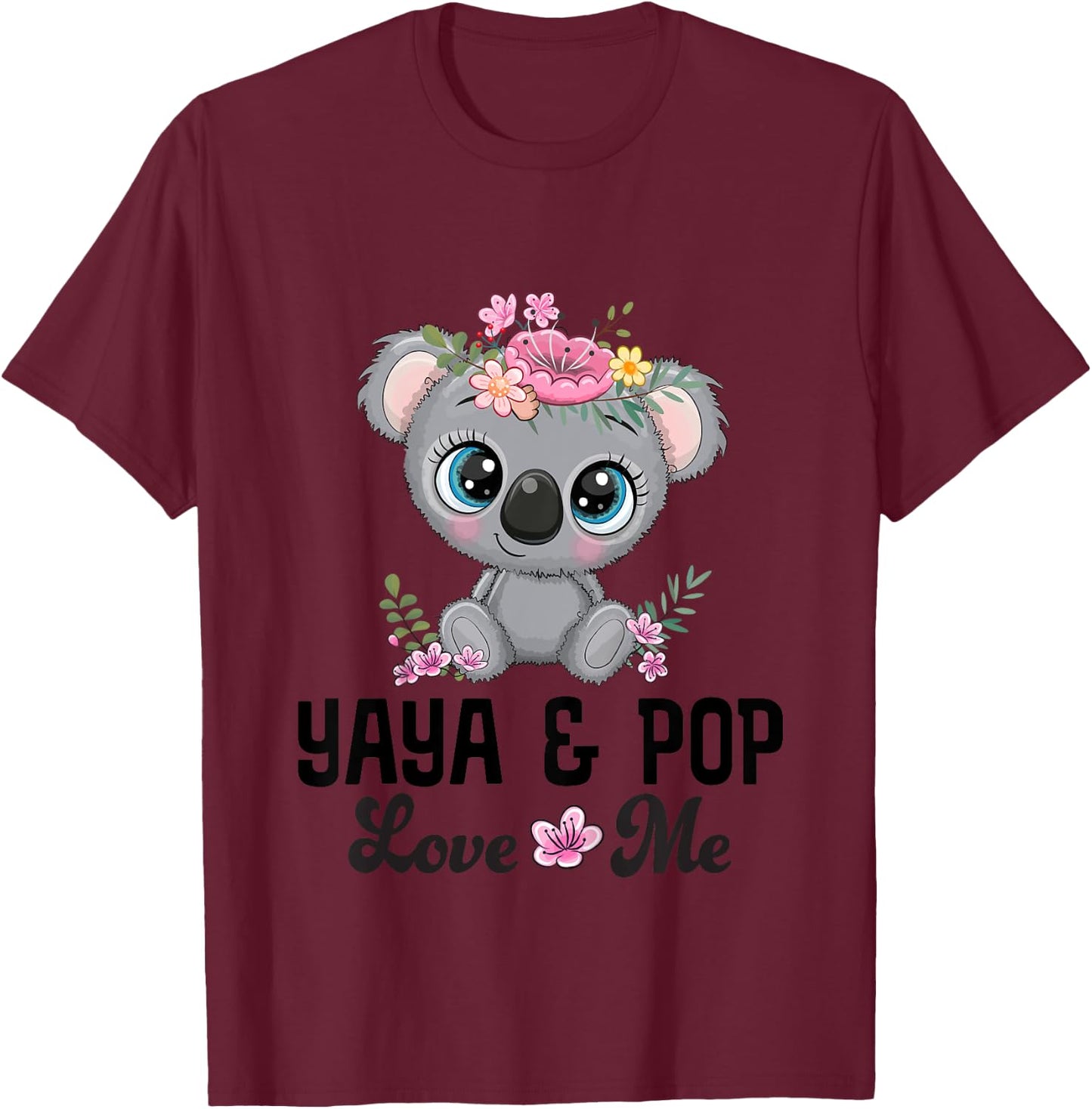 Kids Yaya And Pop Granddaughter Koala T-Shirt - T-Shirt | Maroon