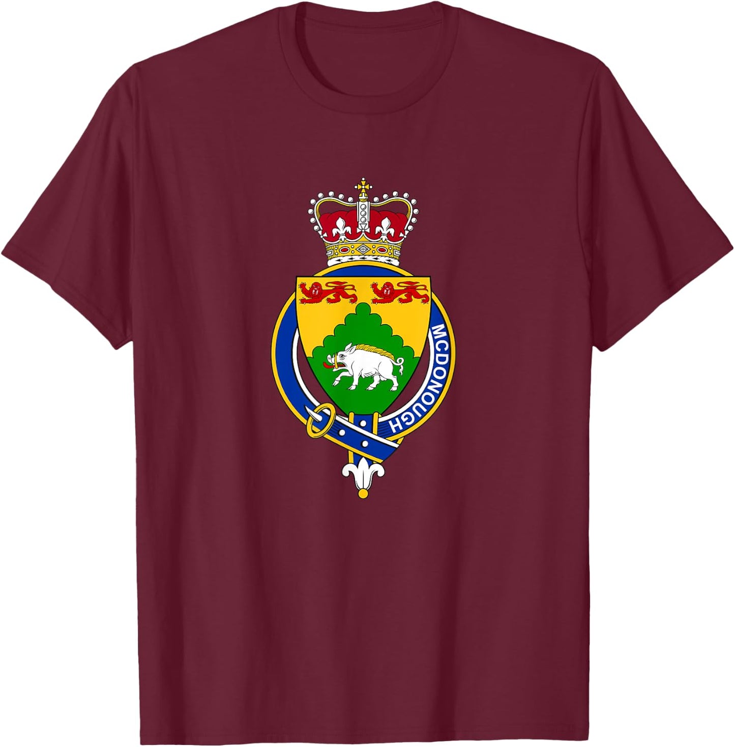 McDonough Coat of Arms - Family Crest T-Shirt - T-Shirt | Maroon