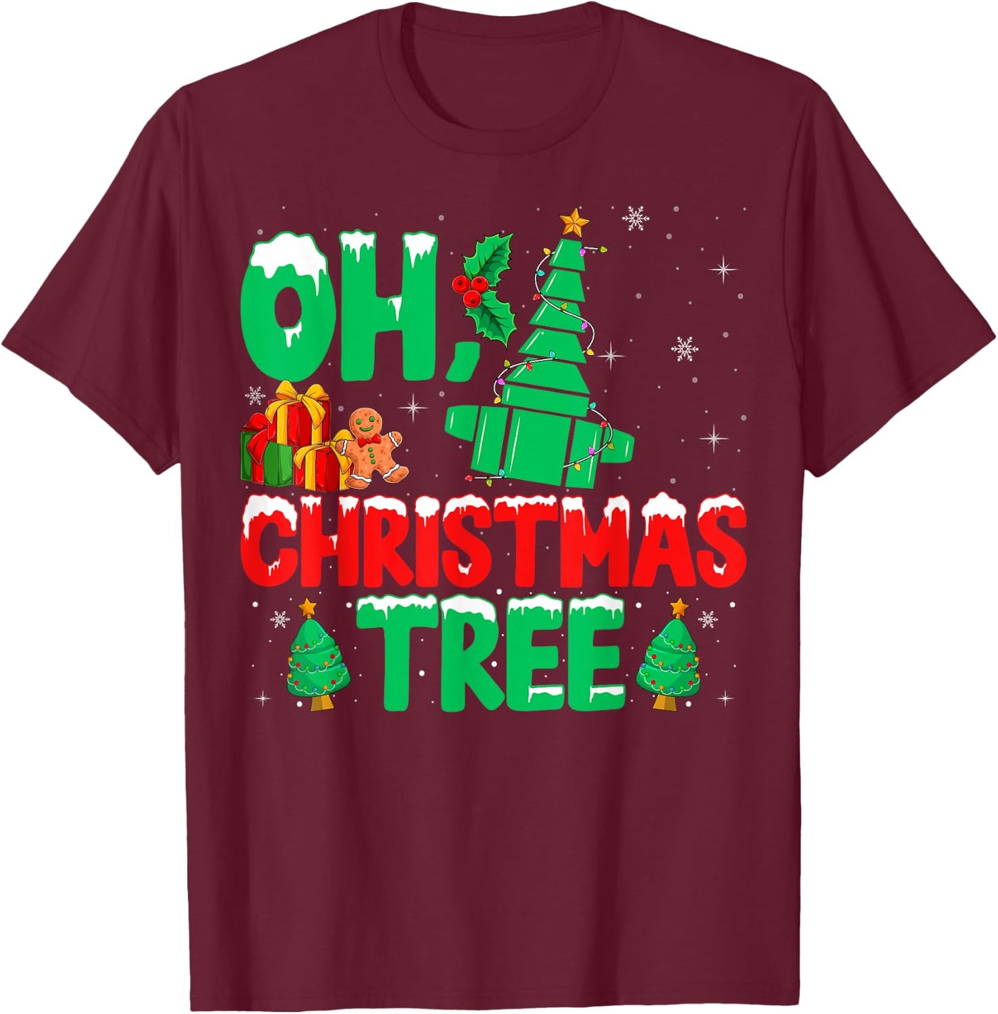Oh Christmas Tree Xmas Pulmonology Respiratory Therapist T-Shirt - T-Shirt | Maroon