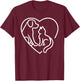 Dog Puppy and Baby Cat Heart - Animal Dog & Cat Heart T-Shirt - T-Shirt | Maroon