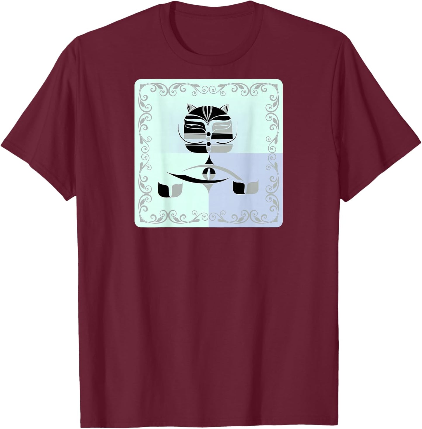 Cat Split Block T-Shirt - T-Shirt | Maroon