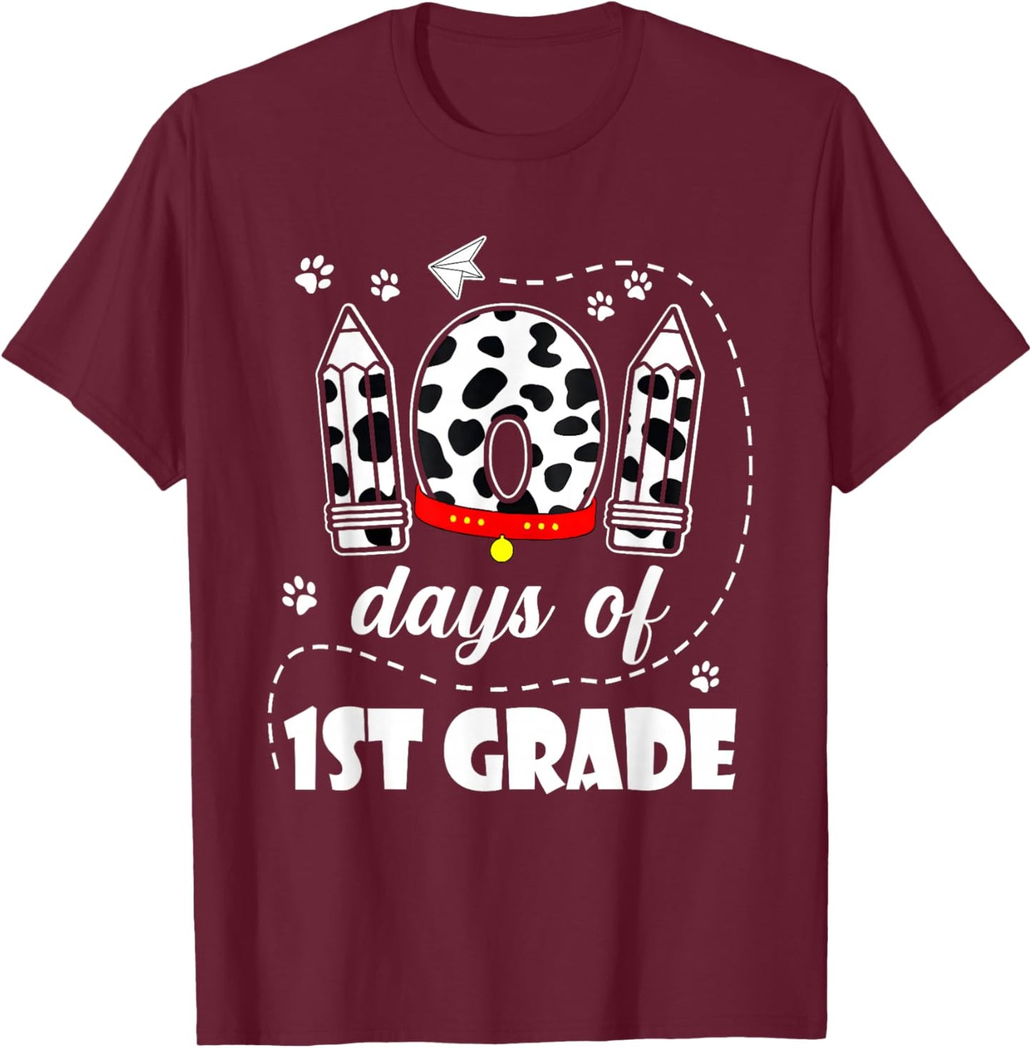 101 Days 1st Grade School 100th Day Dog 100 Days Students T-Shirt - T-Shirt | Maroon