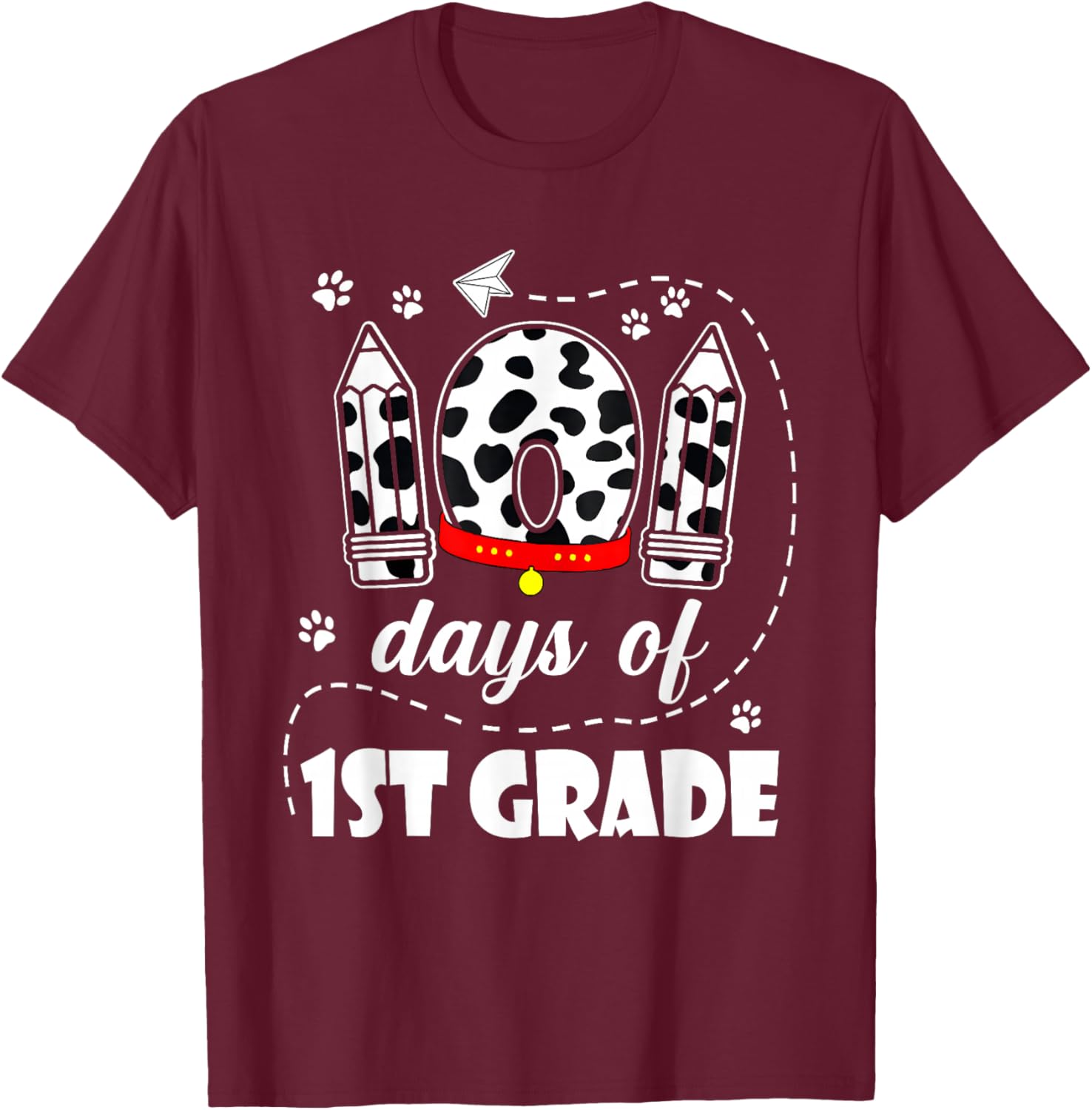 101 Days 1st Grade School 100th Day Dog 100 Days Students T-Shirt - T-Shirt | Maroon