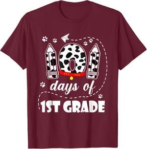 101 Days 1st Grade School 100th Day Dog 100 Days Students T-Shirt - T-Shirt | Maroon