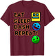 Eat Sleep Dash Repeat Video Game Geometry Video Gamer T-Shirt - T-Shirt | Maroon