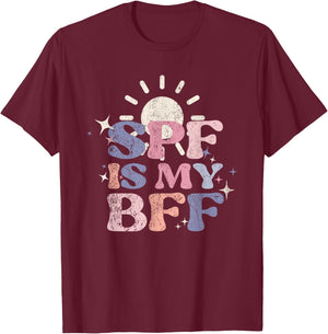 Vintage SPF Is My BFF Sunscreen Skincare Esthetician T-Shirt - T-Shirt | Maroon