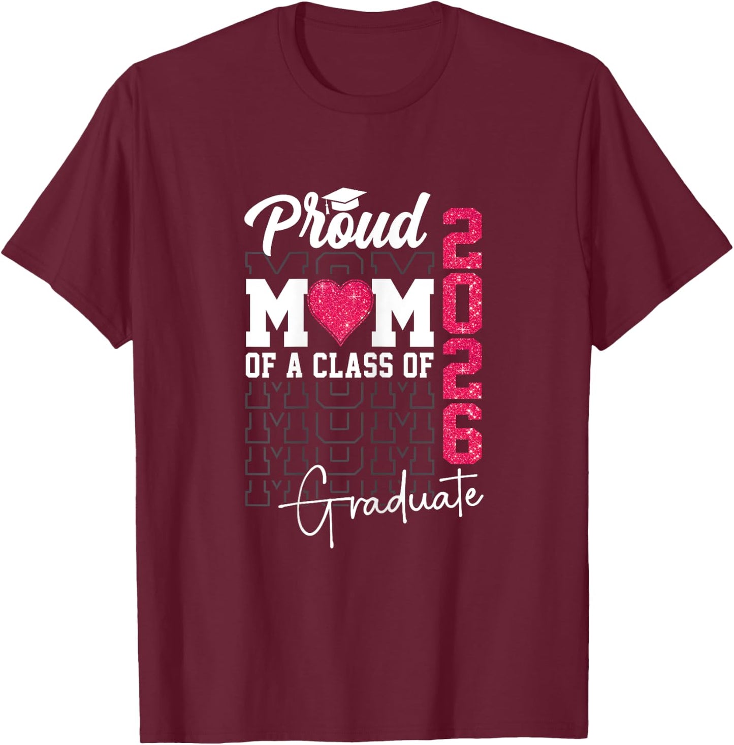 Proud Mom of a Class of 2026 Graduate Retro Senior Mom 2026 T-Shirt - T-Shirt | Maroon