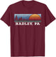 Retro Sunset Stripes Hadley, Pennsylvania T-Shirt - T-Shirt | Maroon