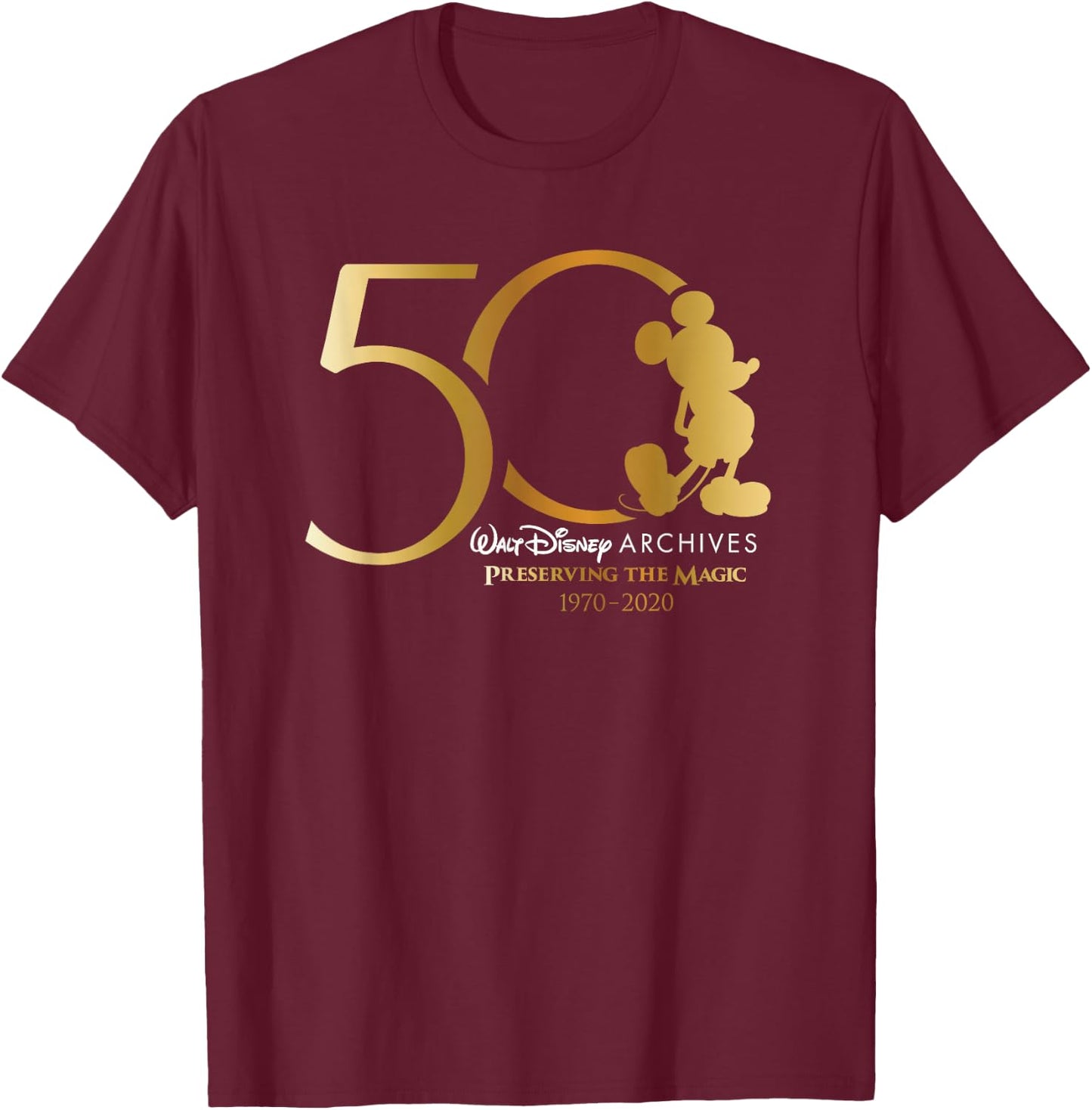 Walt Disney Archives 50th Anniversary Preserving The Magic Small T-Shirt - T-Shirt | Maroon