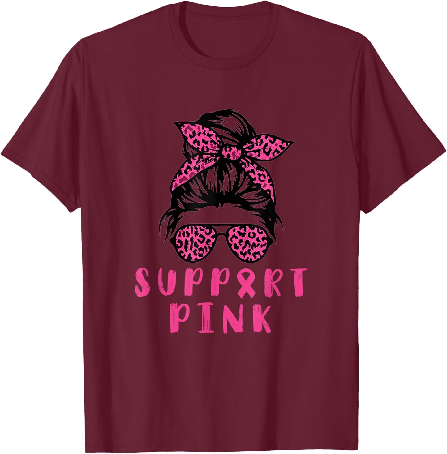 In October We Wear Pink for Breast Cancer Awareness support T-Shirt - T-Shirt | Maroon