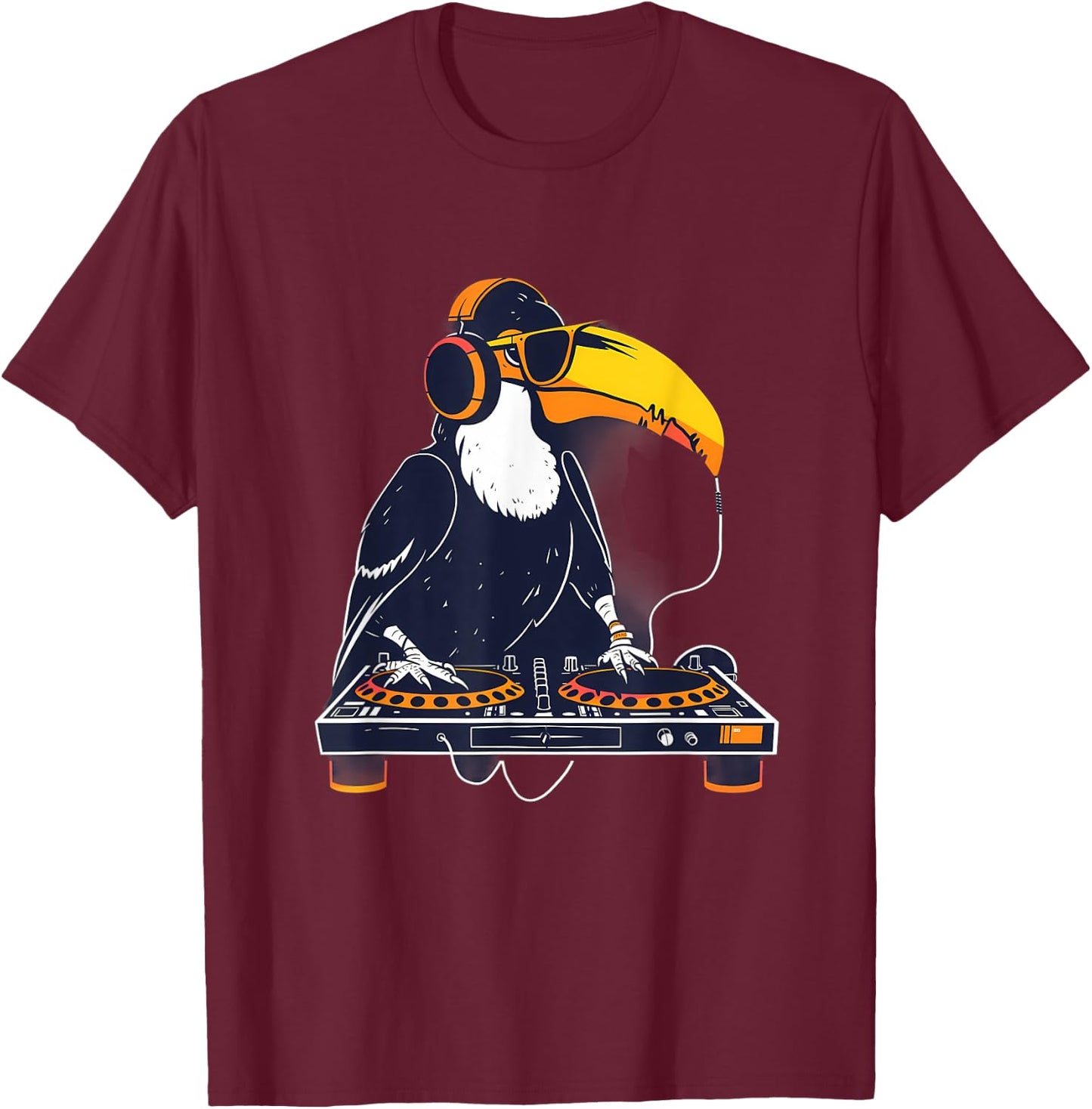 Toucan DJ Turntable DJ Toucan Techno Beatmaker House Music T-Shirt - T-Shirt | Maroon