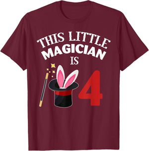 This Little Magician Is 4 Magic 4th Bday 4 Years Old T-Shirt - T-Shirt | Maroon