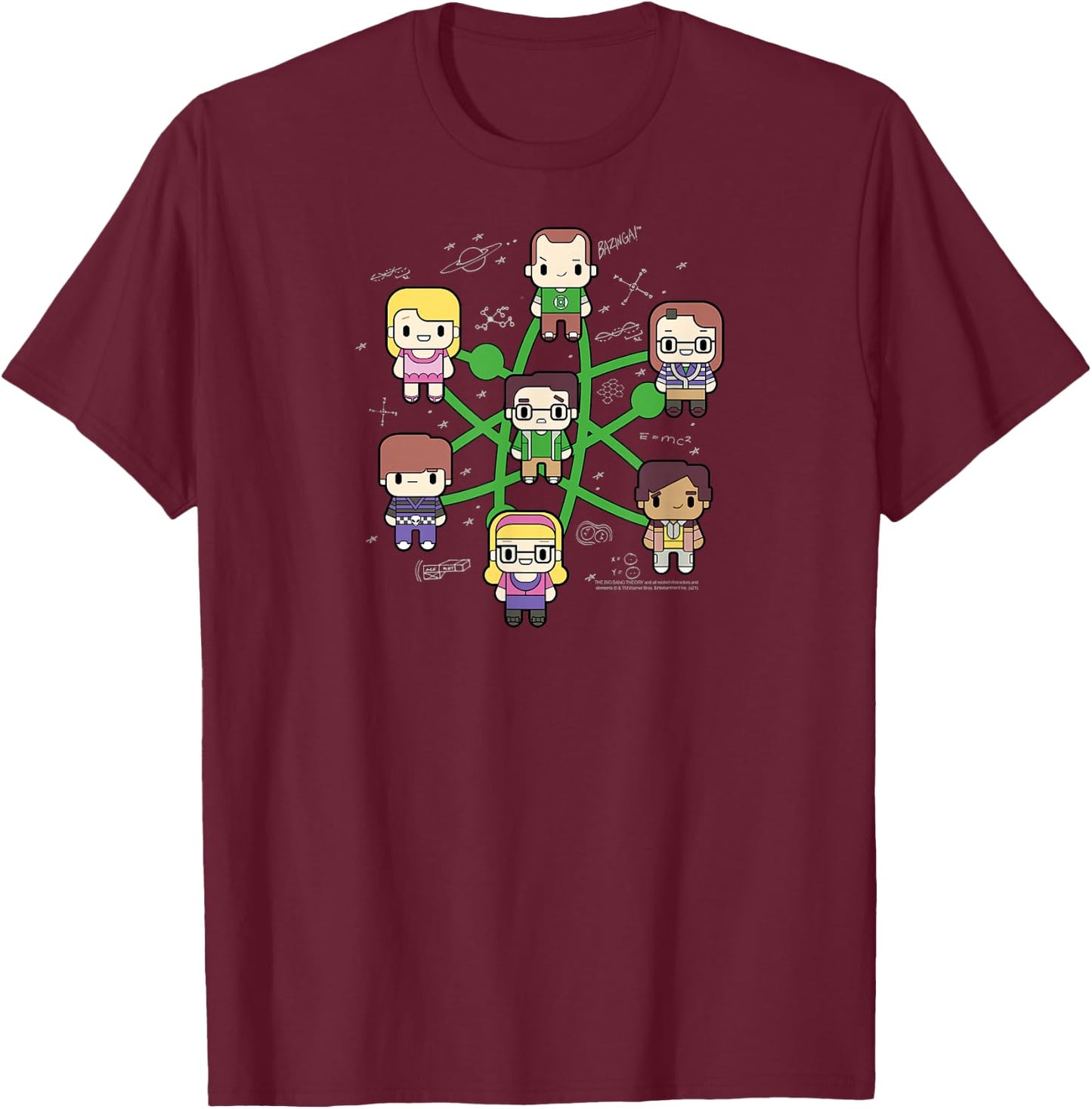 The Big Bang Theory Atom Character Cartoons TV Show T-Shirt - T-Shirt | Maroon