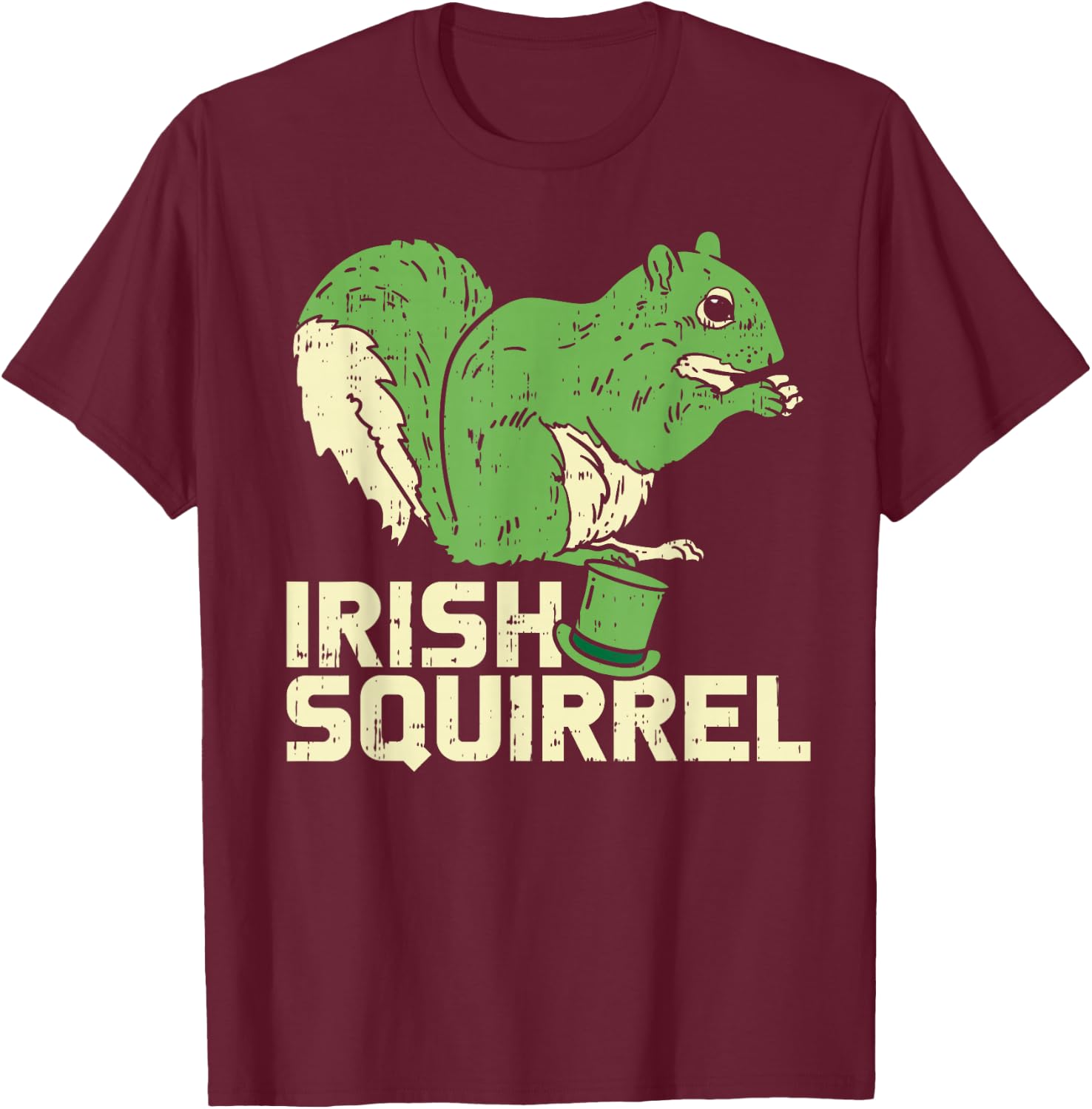 Green Irish Squirrel Cute St Patricks Day Animal Lover Gift T-Shirt - T-Shirt | Maroon