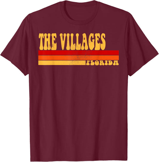THE VILLAGES Florida City Vintage Roots Retro Design 70s 80s T-Shirt - T-Shirt | Maroon