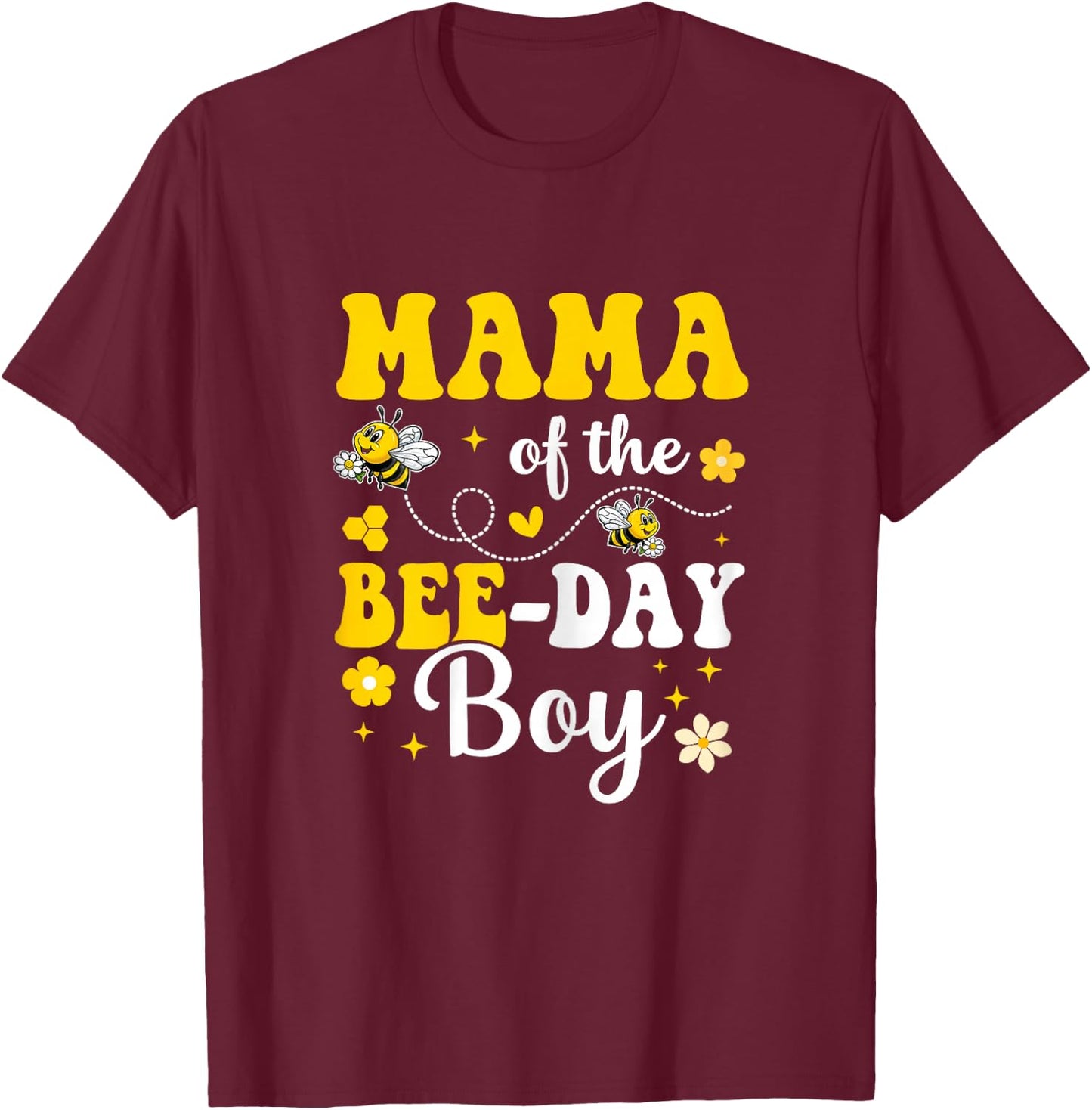 Mama of The Bee Day Boy Bee Birthday Party Matching Family T-Shirt - T-Shirt | Maroon