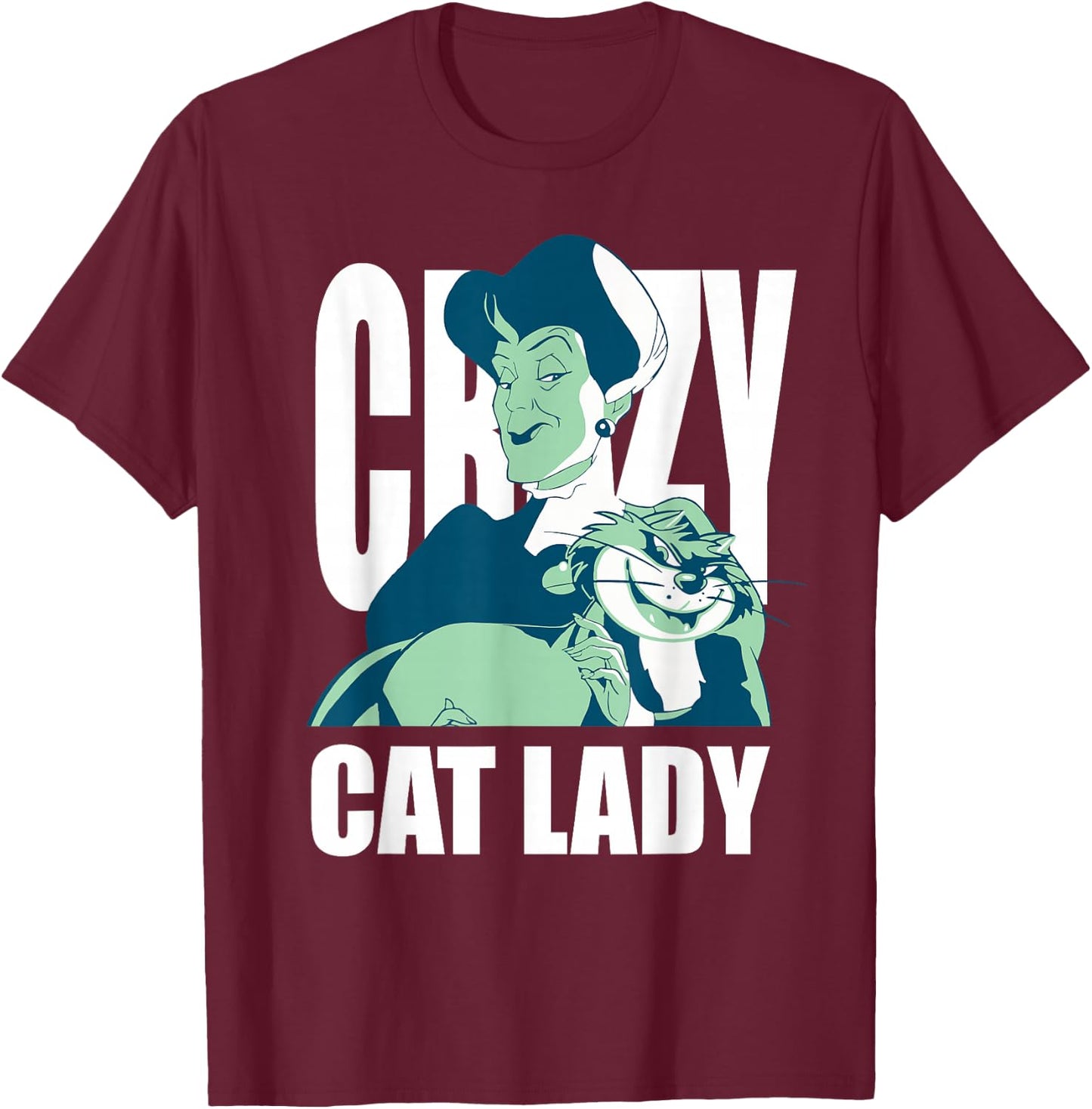 Disney Cinderella Lady Tremaine Lucifer Crazy Cat Lady T-Shirt - T-Shirt | Maroon