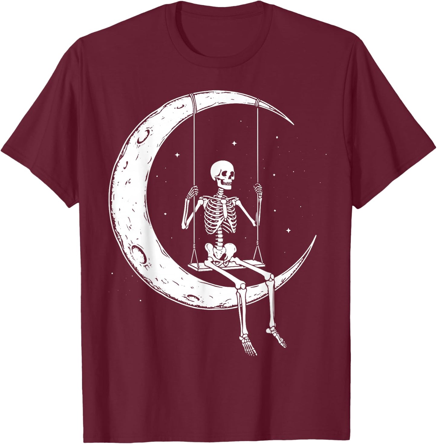 Skeleton Moon Swing T-Shirt - T-Shirt | Maroon