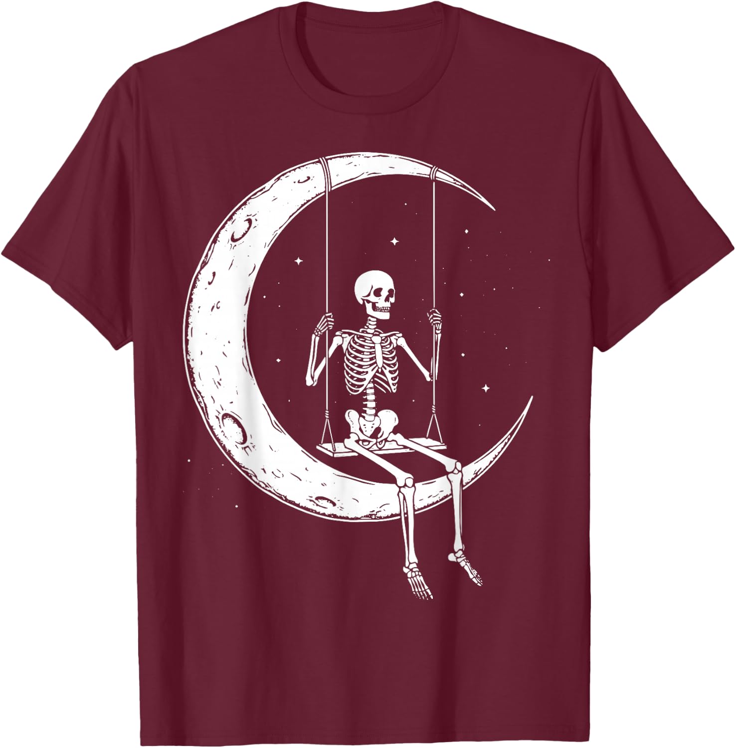 Skeleton Moon Swing T-Shirt - T-Shirt | Maroon