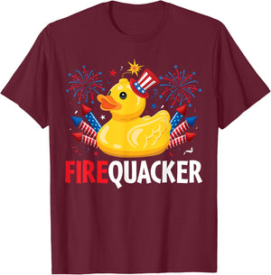 Funny Firecracker Duck 4th of July T-Shirt - T-Shirt | Maroon