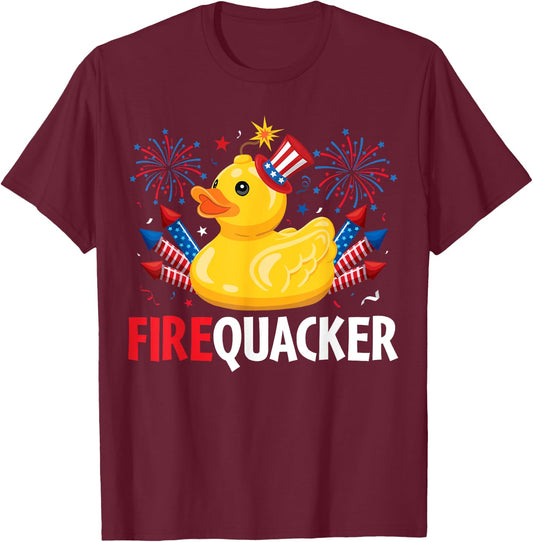 Funny Firecracker Duck 4th of July T-Shirt - T-Shirt | Maroon