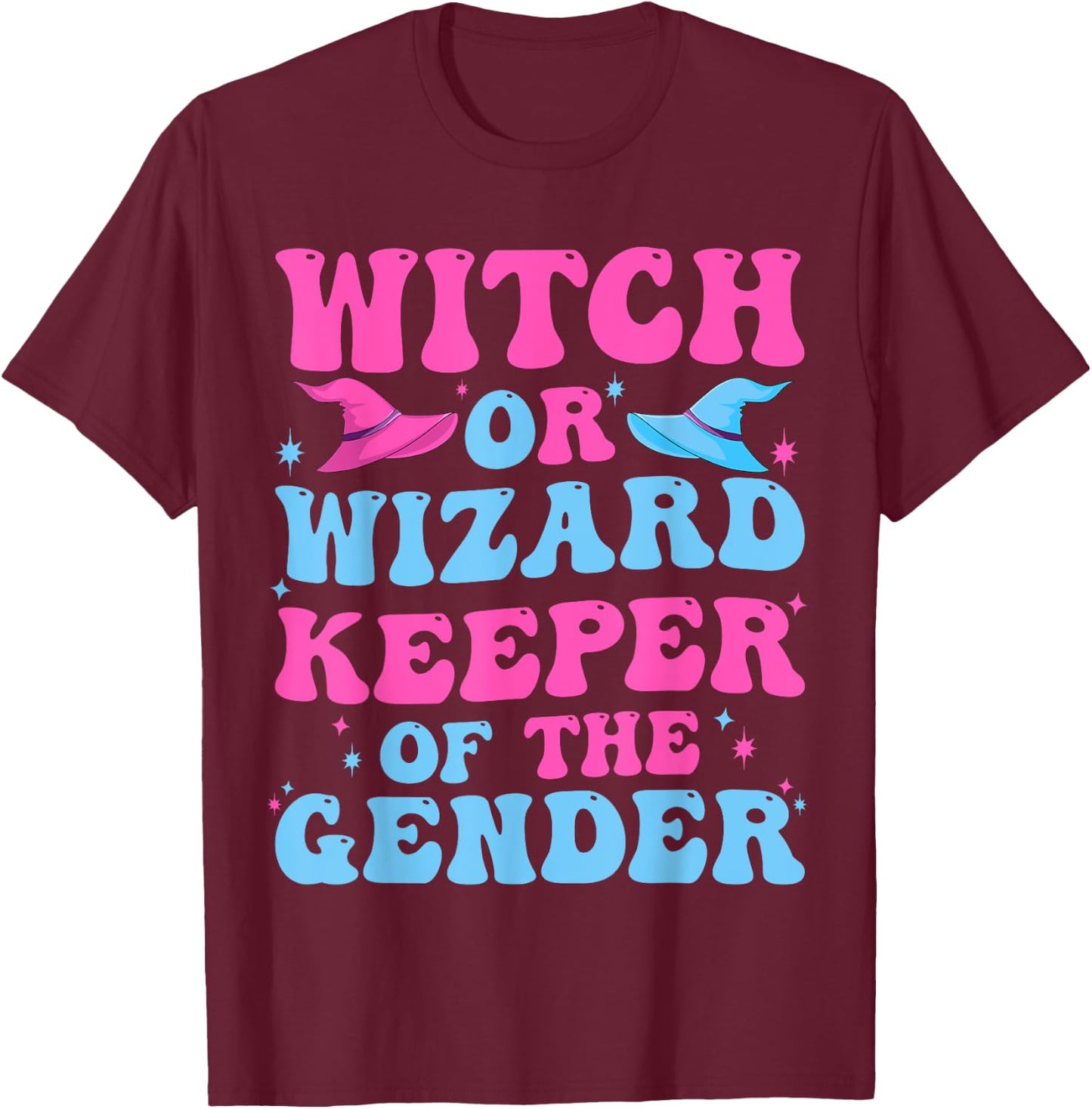 Witch or Wizard Funny Keeper of Gender Gender Reveal Party T-Shirt - T-Shirt | Maroon
